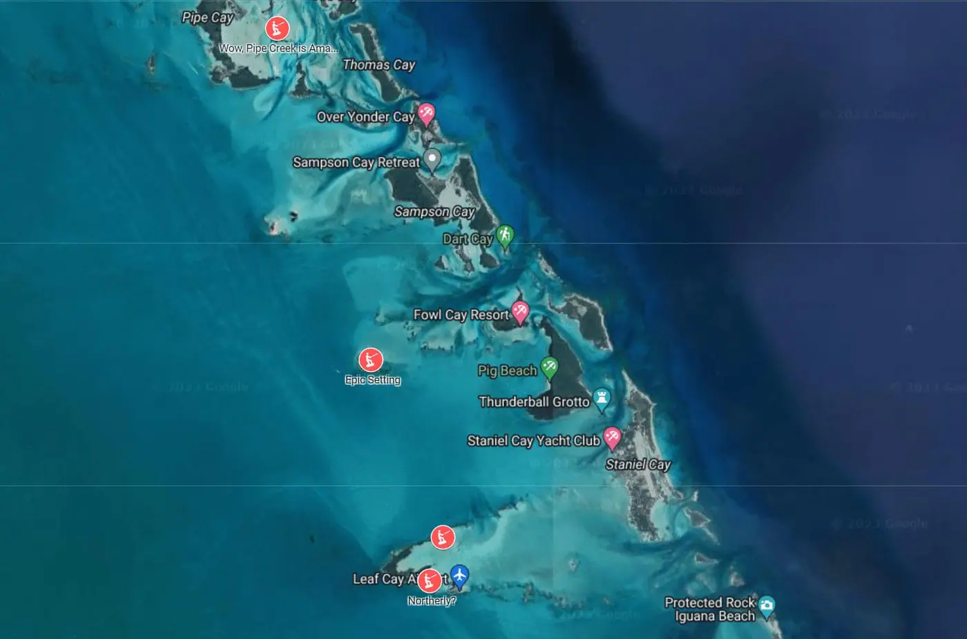 Boat sailing in the Exuma blue waters